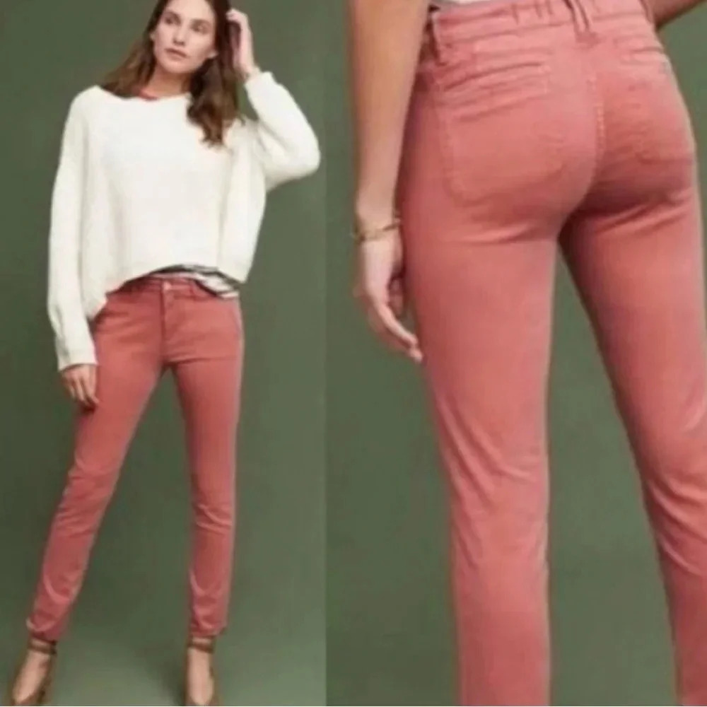 Anthropologie Hei Hei Women’s Abroad Sateen Skinny Jeans size 30 Pink Pants